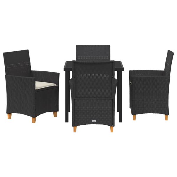 Grote foto vidaxl 5 delige tuinset met kussens zwart poly rattan tuin en terras tuinmeubelen