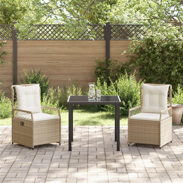Grote foto vidaxl 3 delige tuin eethoek beige poly rattan tuin en terras tuinmeubelen
