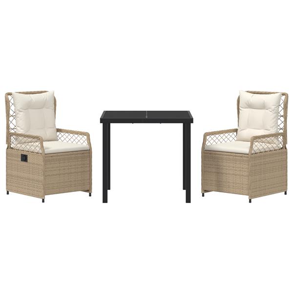 Grote foto vidaxl 3 delige tuin eethoek beige poly rattan tuin en terras tuinmeubelen
