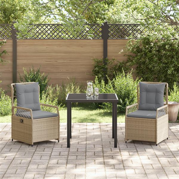 Grote foto vidaxl 3 delige tuin eetset beige poly rattan tuin en terras tuinmeubelen