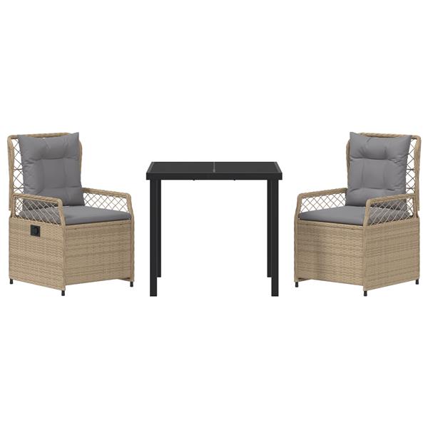 Grote foto vidaxl 3 delige tuin eetset beige poly rattan tuin en terras tuinmeubelen