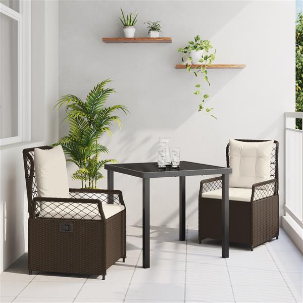 Grote foto vidaxl 3 delige tuinset bruin poly rattan tuin en terras tuinmeubelen
