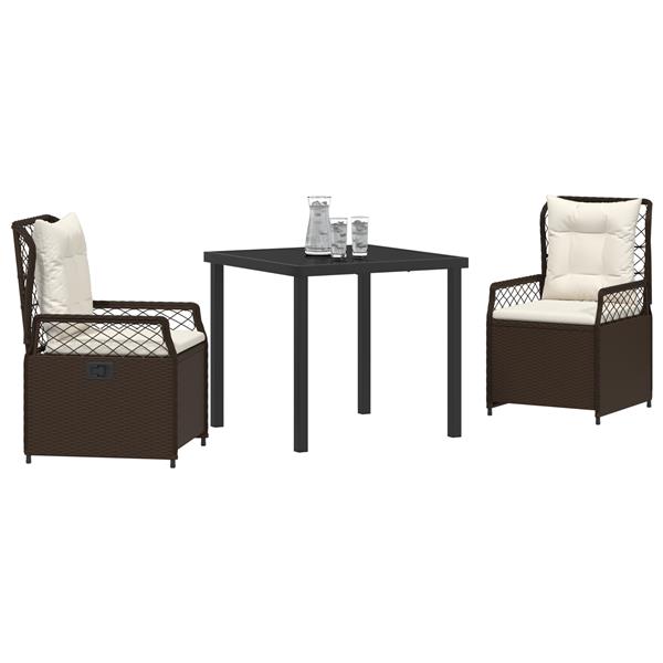 Grote foto vidaxl 3 delige tuinset bruin poly rattan tuin en terras tuinmeubelen