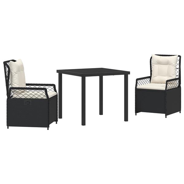 Grote foto vidaxl 3 delige tuin eettafel set zwart poly rattan tuin en terras tuinmeubelen