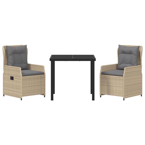 Grote foto vidaxl 3 delige tuinset beige poly rattan tuin en terras tuinmeubelen