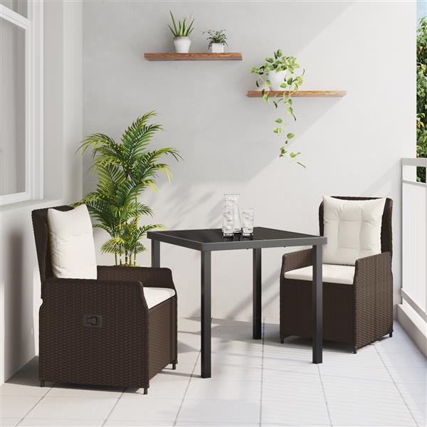 Grote foto vidaxl 3 delige tuinset bruin poly rattan tuin en terras tuinmeubelen
