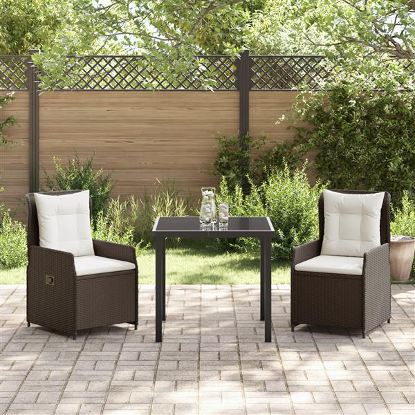Grote foto vidaxl 3 delige tuinset bruin poly rattan tuin en terras tuinmeubelen