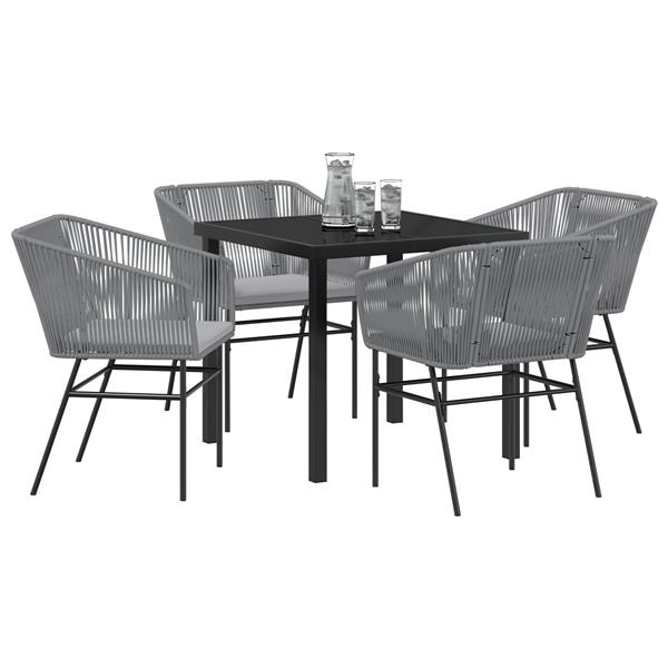 Grote foto vidaxl 5 delige tuinset met kussens van grijs poly rattan tuin en terras tuinmeubelen