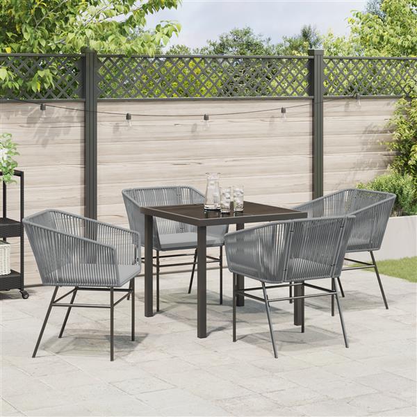 Grote foto vidaxl 5 delige tuinset met kussens van grijs poly rattan tuin en terras tuinmeubelen