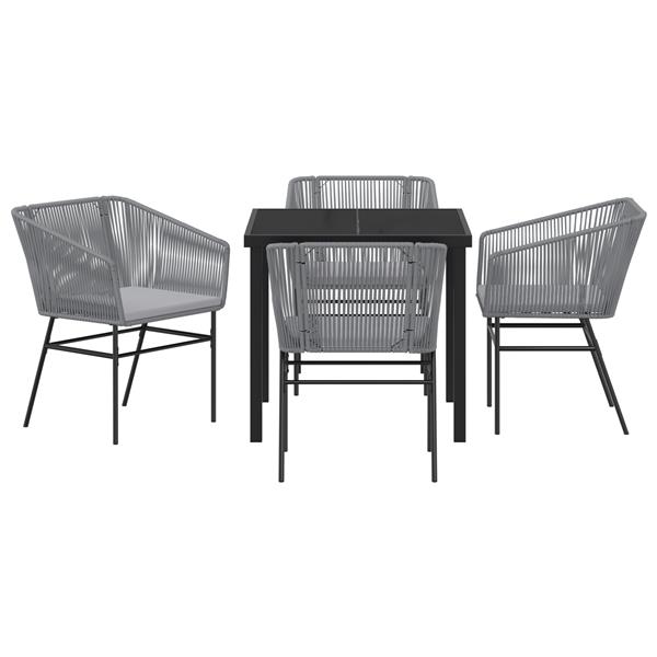 Grote foto vidaxl 5 delige tuinset met kussens van grijs poly rattan tuin en terras tuinmeubelen