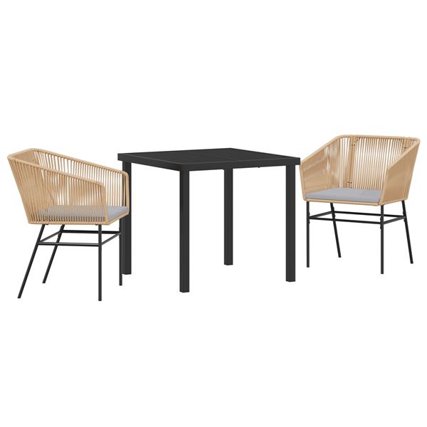 Grote foto vidaxl 3 delige tuinset met kussens bruin poly rattan tuin en terras tuinmeubelen