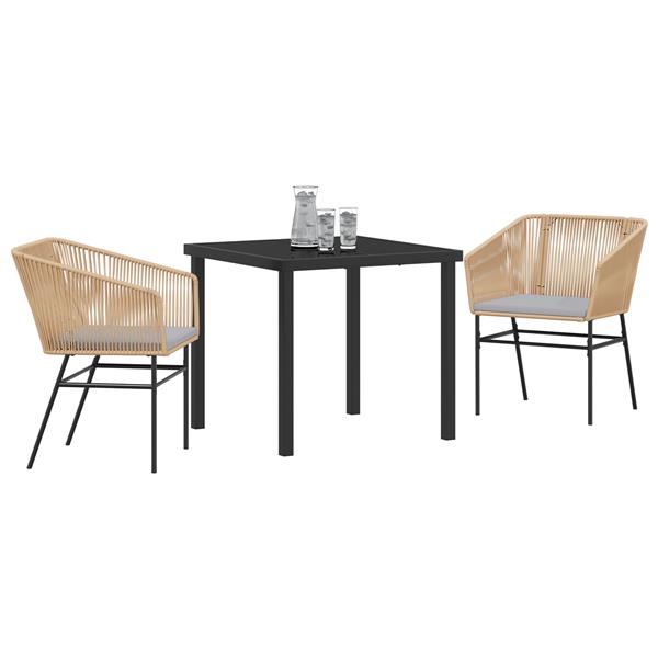 Grote foto vidaxl 3 delige tuinset met kussens bruin poly rattan tuin en terras tuinmeubelen