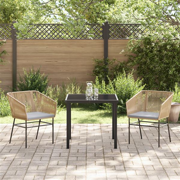 Grote foto vidaxl 3 delige tuinset met kussens bruin poly rattan tuin en terras tuinmeubelen