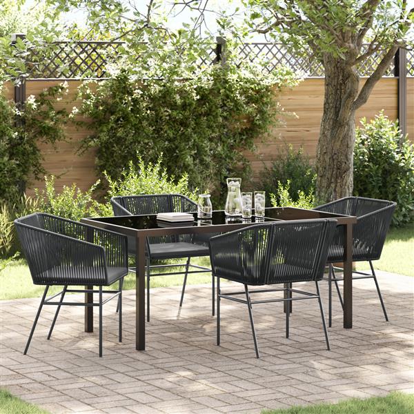 Grote foto vidaxl 5 delige tuinset met kussens zwart poly rattan tuin en terras tuinmeubelen