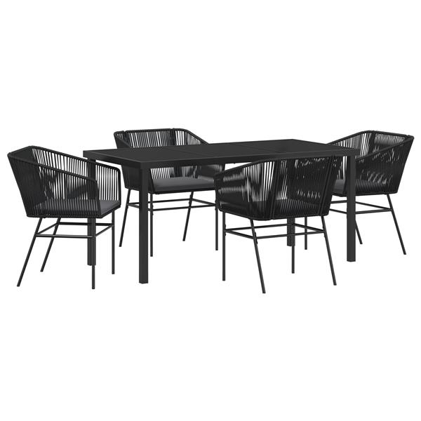 Grote foto vidaxl 5 delige tuinset met kussens zwart poly rattan tuin en terras tuinmeubelen