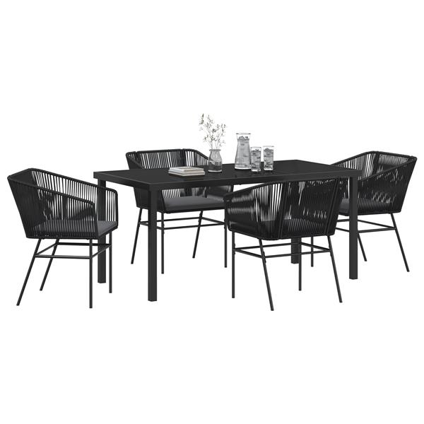 Grote foto vidaxl 5 delige tuinset met kussens zwart poly rattan tuin en terras tuinmeubelen