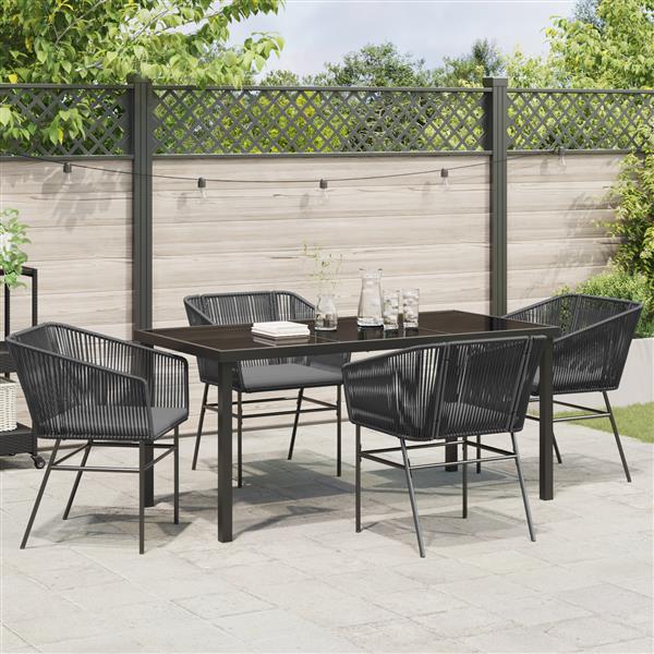 Grote foto vidaxl 5 delige tuinset met kussens zwart poly rattan tuin en terras tuinmeubelen