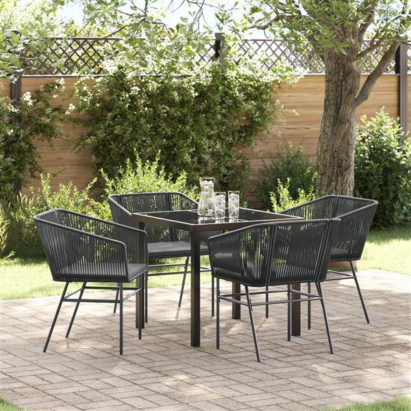Grote foto vidaxl 5 delige tuin eetset met kussens zwart poly rattan tuin en terras tuinmeubelen