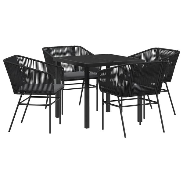 Grote foto vidaxl 5 delige tuin eetset met kussens zwart poly rattan tuin en terras tuinmeubelen