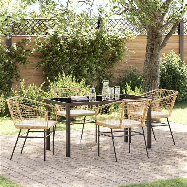 Grote foto vidaxl 5 delige tuinset met kussens bruin poly rattan tuin en terras tuinmeubelen