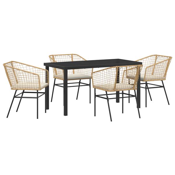 Grote foto vidaxl 5 delige tuinset met kussens bruin poly rattan tuin en terras tuinmeubelen