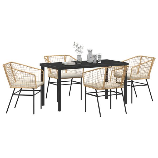 Grote foto vidaxl 5 delige tuinset met kussens bruin poly rattan tuin en terras tuinmeubelen