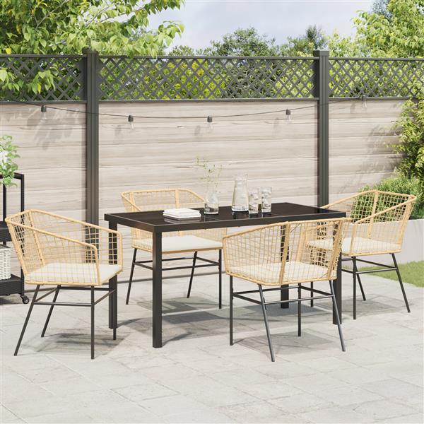 Grote foto vidaxl 5 delige tuinset met kussens bruin poly rattan tuin en terras tuinmeubelen