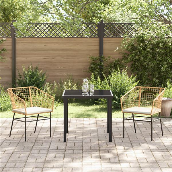 Grote foto vidaxl 3 delige tuinset met kussens bruin poly rattan tuin en terras tuinmeubelen