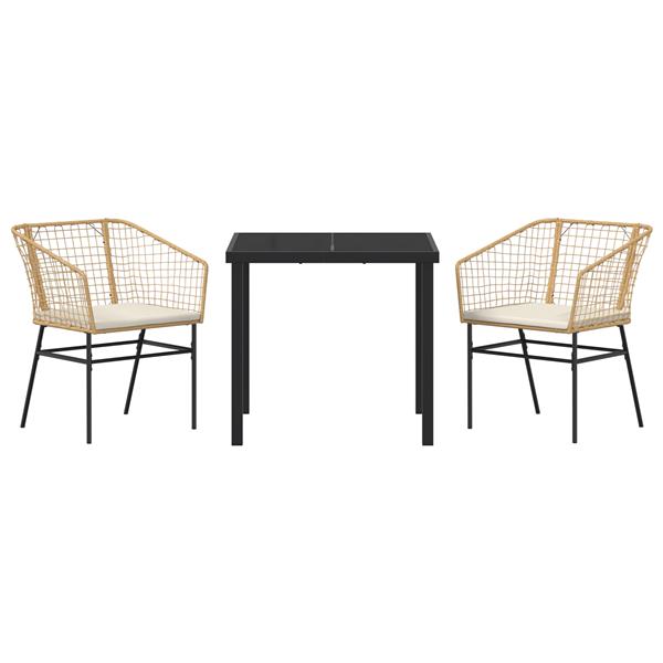 Grote foto vidaxl 3 delige tuinset met kussens bruin poly rattan tuin en terras tuinmeubelen