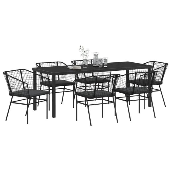 Grote foto vidaxl 7 delige tuinset met kussens zwart poly rattan tuin en terras tuinmeubelen