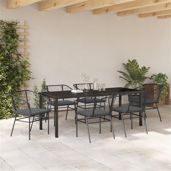 Grote foto vidaxl 7 delige tuinset met kussens zwart poly rattan tuin en terras tuinmeubelen