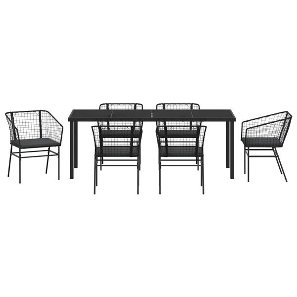 Grote foto vidaxl 7 delige tuinset met kussens zwart poly rattan tuin en terras tuinmeubelen