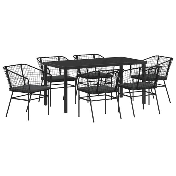 Grote foto vidaxl 7 delige tuinset met kussens zwart poly rattan tuin en terras tuinmeubelen