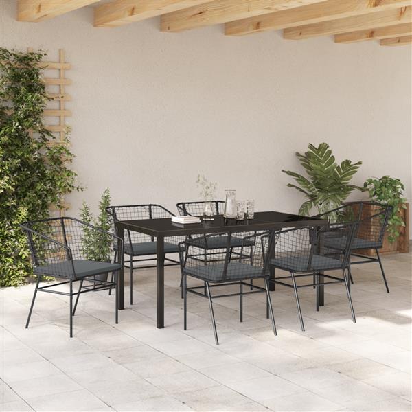 Grote foto vidaxl 7 delige tuinset met kussens zwart poly rattan tuin en terras tuinmeubelen