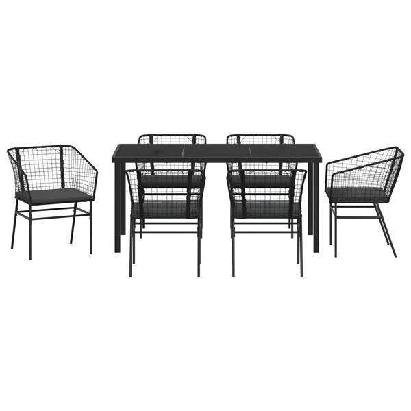 Grote foto vidaxl 7 delige tuinset met kussens zwart poly rattan tuin en terras tuinmeubelen