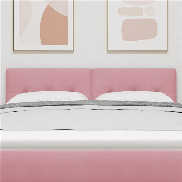 Grote foto vidaxl hoofdbord met knopen 140 cm fluweel roze antiek en kunst stoelen en banken