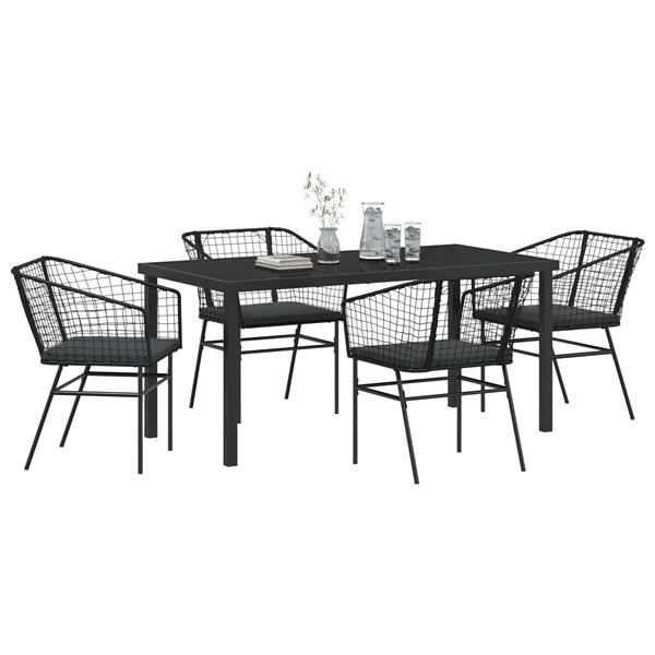Grote foto vidaxl 5 delige tuinset met kussens zwart poly rattan tuin en terras tuinmeubelen