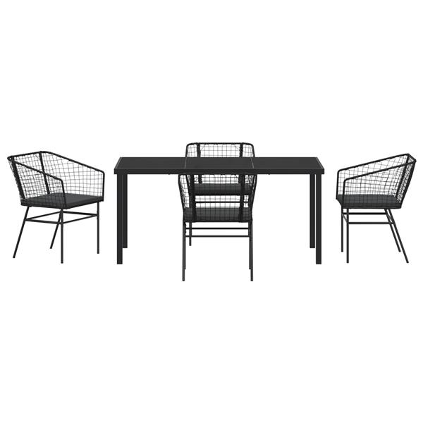 Grote foto vidaxl 5 delige tuinset met kussens zwart poly rattan tuin en terras tuinmeubelen