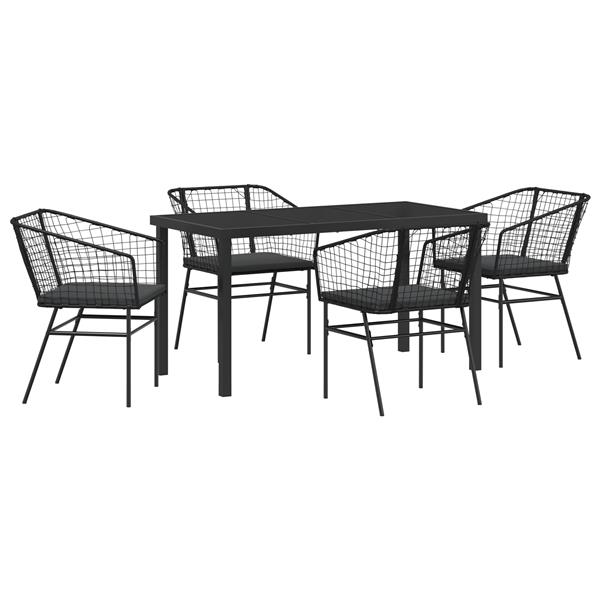 Grote foto vidaxl 5 delige tuinset met kussens in het zwart van poly rattan tuin en terras tuinmeubelen