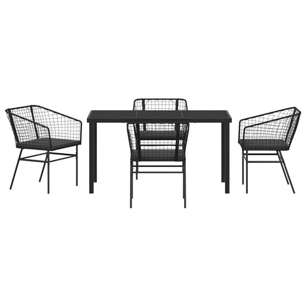 Grote foto vidaxl 5 delige tuinset met kussens in het zwart van poly rattan tuin en terras tuinmeubelen