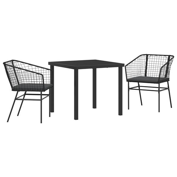 Grote foto vidaxl 3 delige tuinset met kussens zwart poly rattan tuin en terras tuinmeubelen