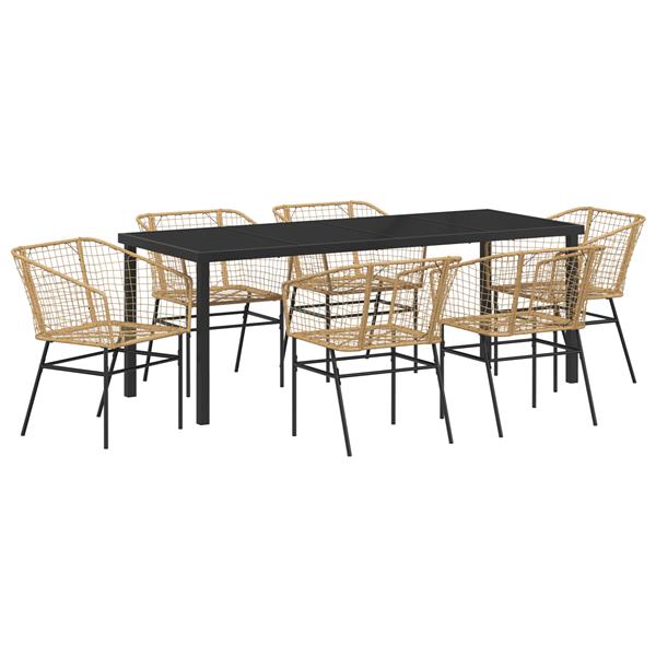 Grote foto vidaxl 7 delige tuinset bruin poly rattan tuin en terras tuinmeubelen