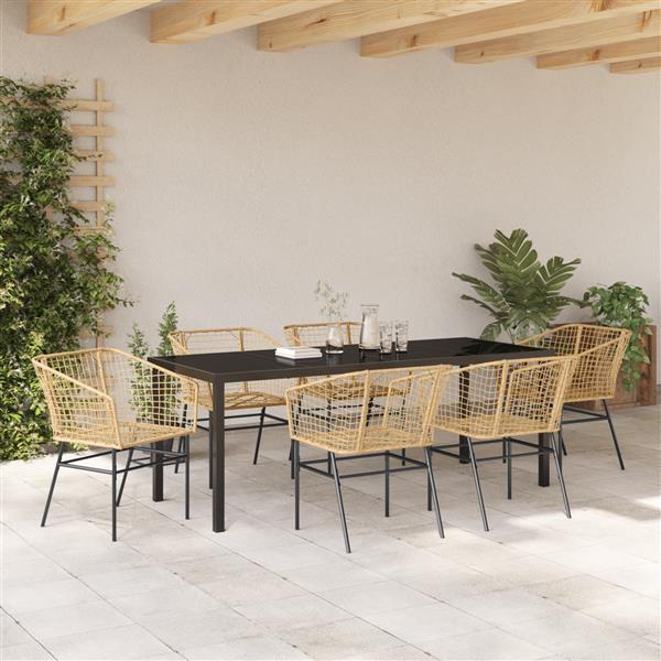 Grote foto vidaxl 7 delige tuinset bruin poly rattan tuin en terras tuinmeubelen