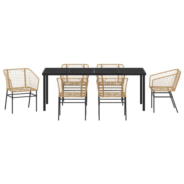 Grote foto vidaxl 7 delige tuinset bruin poly rattan tuin en terras tuinmeubelen