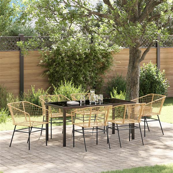 Grote foto vidaxl 7 delige tuinset bruin poly rattan tuin en terras tuinmeubelen