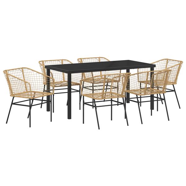 Grote foto vidaxl 7 delige tuinset bruin poly rattan tuin en terras tuinmeubelen