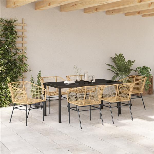 Grote foto vidaxl 7 delige tuinset bruin poly rattan tuin en terras tuinmeubelen