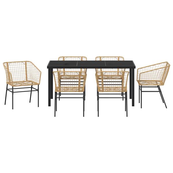Grote foto vidaxl 7 delige tuinset bruin poly rattan tuin en terras tuinmeubelen