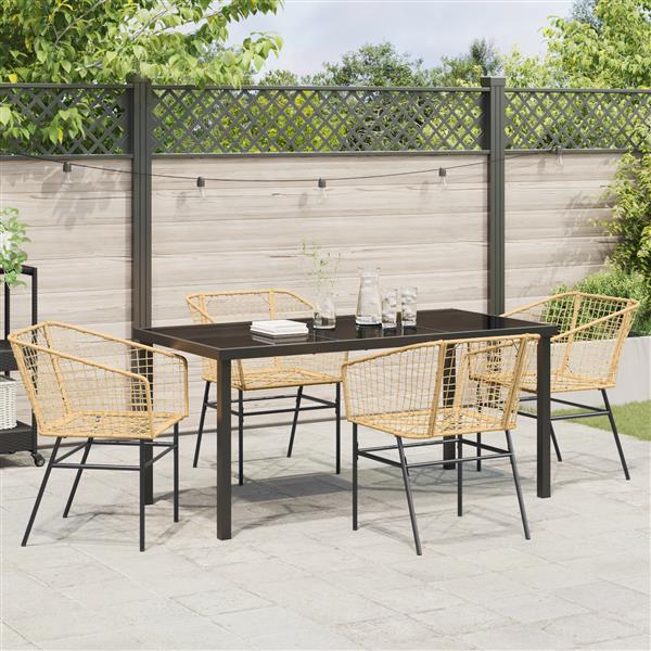 Grote foto vidaxl 5 delige tuin eetset bruin poly rattan tuin en terras tuinmeubelen