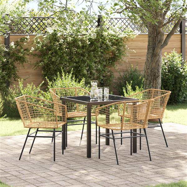 Grote foto vidaxl 5 delige tuin eettafelset bruin poly rattan tuin en terras tuinmeubelen